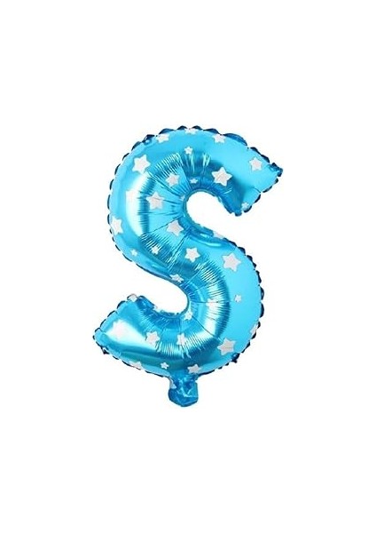 Parti̇ Vi̇tri̇ni̇ S Harfi 16 Inç Yıldızlı Renk Folyo Balon 36 cm (Mavi)