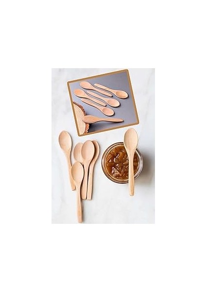 Deconox 12 Adet Bambu Baharat Kaşığı ve Mama Kaşığı, Bambu Reçel Bal Kaşığı 12 Adet