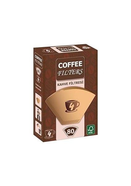 Coffee Filters Filtre Kahve Kağıdı 80'li Brown 1x4