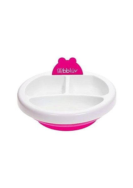 Bblüv Plato Sıcak Su Hazneli Mama Tabağı Pembe 3 Bölmeli, Fda Onaylı Silikon, Bpa ve Ftalat Içermez