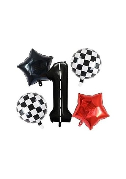 Yarış Temalı Doğum Günü Folyo Balon Takımı 1 Yaş, 1