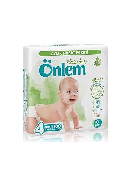 Önlem Botanika 4 Numara Maxi Bebek Bezi Fırsat Paketi 100 Adet