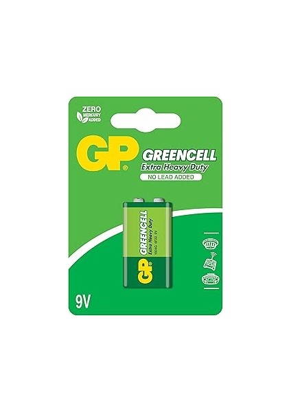 Gp Batteries GP1604G Greencell 6F22/1222/9V Pil, 9 Volt, Tekli Kart