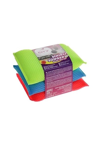 New City Sihirli Fileli Bez Bulaşık Süngeri 3'lü Set - 1 Paket