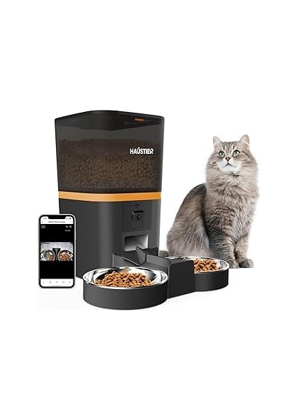 Haustier QQ009-DUAL Gece Görüşlü 1080P Fhd Kameralı, Akıllı Otomatik Kedi Mama Kabı, Tuya App-Wifi