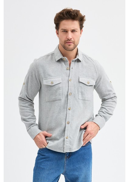 Düz Flanel Oduncu Gömlek - Regular Fit Kalın %100 Pamuklu Çift Cepli Ceket Gömlek modelleri