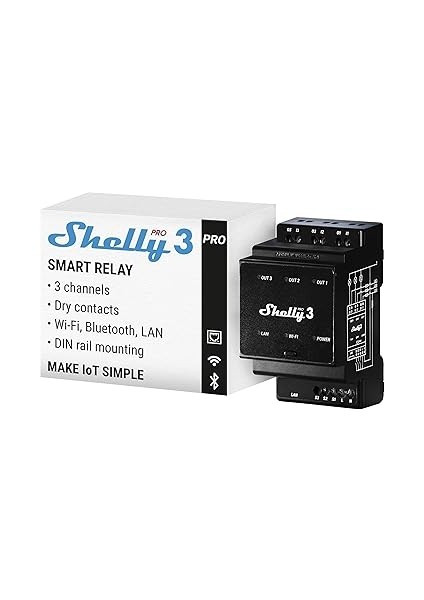 Shelly 3 | Wi-Fi, Lan ve 3 Kanallı Akıllı Röle | Ev ve Bina Otomasyonu | Alexa ve Goo