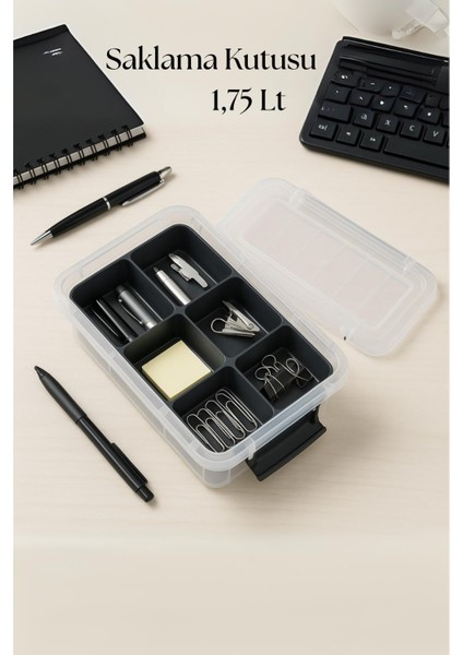 1,75 L Şeffaf Saklama Kutusu & Organizer Düzenleme Kutusu