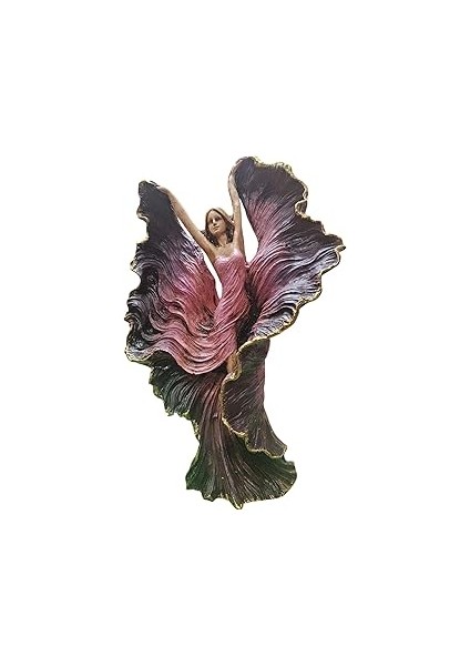 Mdk2-Zarif Dans Eden Kadın Heykeli, Mor ve Altın Rengi Reçine Biblo, Ev ve Ofis Dekoru Için Hediyel