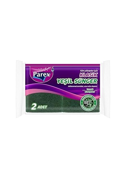 Parex Tüm Yüzeyler Için Klasik Yeşil Sünger 2 Adet