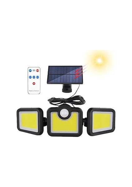 Greentech Güneş Enerjili Hareket Sensörlü, 3 Taraflı 171 Cob LED AYDINLATMA/GT-SL15