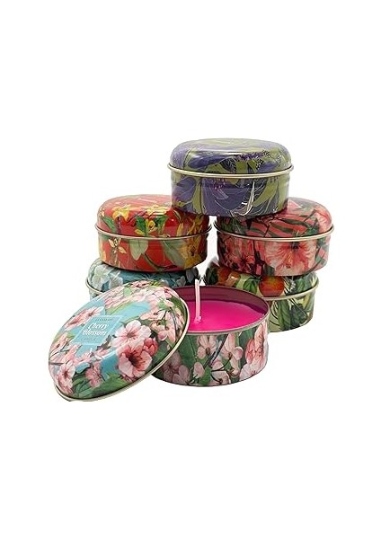 Orret 6'lı Metal Kutulu Renkli ve Kokulu Mum Seti – Farklı Renk ve Kokularla Uzun Süre Yanan D