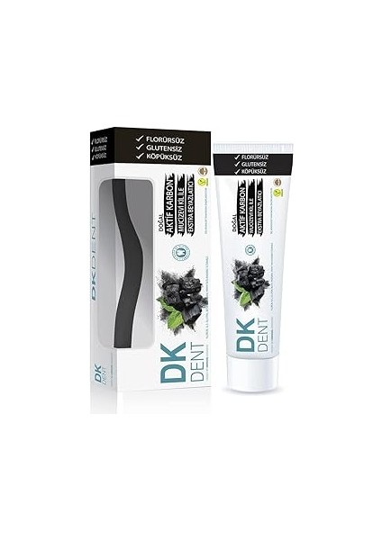 Dkdent Vegan Aktif Karbonlu Florürsüz Diş Macunu 75 ml Diş Fırçası Hediyeli