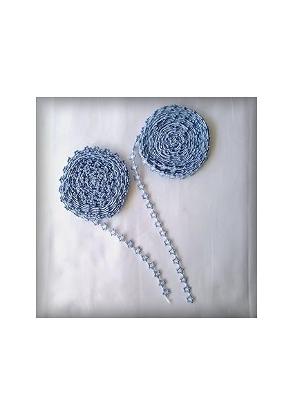 Yıldızlı Nakış Kurdele Seti - Tekstil Sanat Hobisi (Mavi)