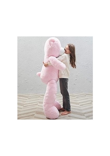 Papyonlu Sevimli Büyük Peluş Ayıcık, 130 cm -% 100 Yerli̇ Pembe
