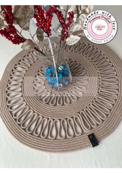 Tress Runner, Yuvarlak 55 cm Çap El Yapımı Salon /sehpa Örtüsü, Runner, Mutfak Masa Örtüsü,