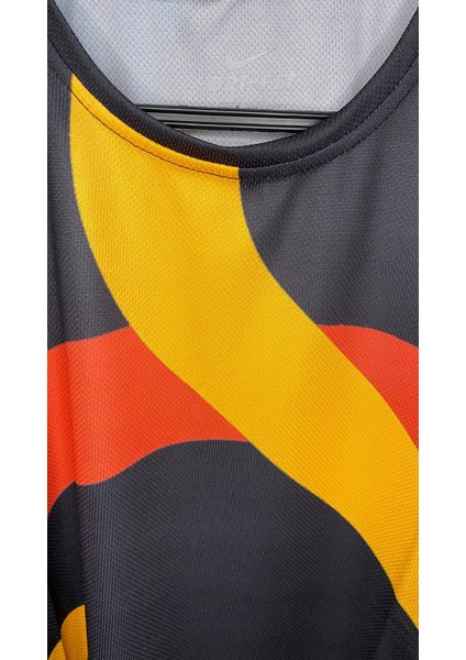 Mikro Kumaş Beyaz Sarı-Kırmızı Tasarım Tişört