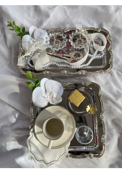 Söz Tepsisi Ayaklı Nişan Tepsisi Gümüş Renkli Tepsi Damat Kahvesi fiyatları