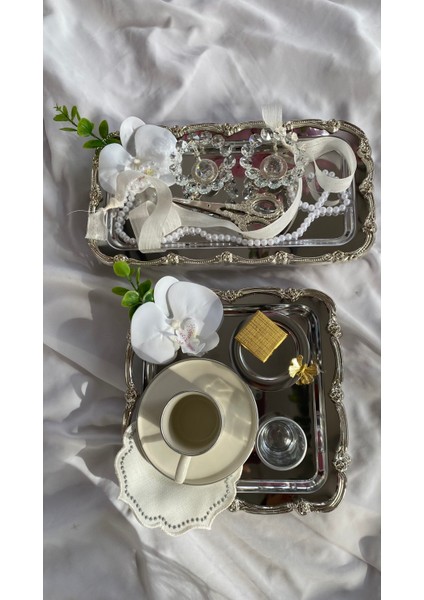 Söz Tepsisi Ayaklı Nişan Tepsisi Gümüş Renkli Tepsi Damat Kahvesi modelleri