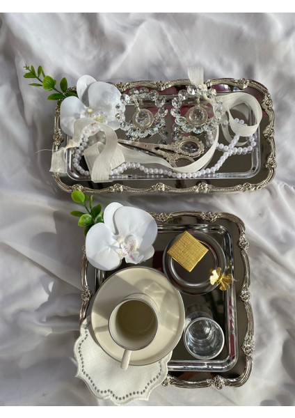 Söz Tepsisi Ayaklı Nişan Tepsisi Gümüş Renkli Tepsi Damat Kahvesi indirimleri