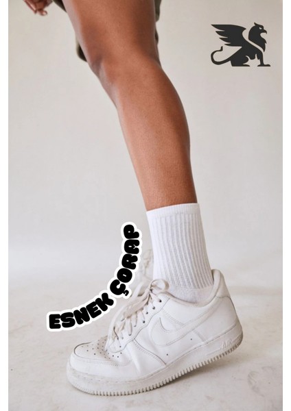 Erkek Beyaz Uzun Spor Tenis Çorap 6 Çift Rahat Nefes Alan Konforlu