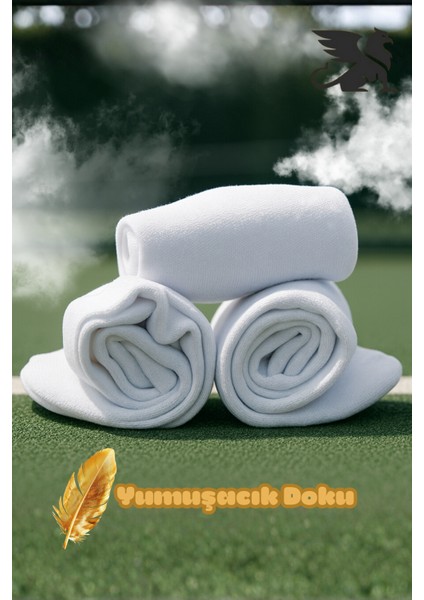 Erkek Beyaz Uzun Spor Tenis Çorap 6 Çift Rahat Nefes Alan Konforlu indirimleri