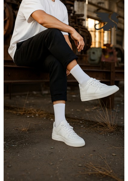 Erkek Beyaz Uzun Spor Tenis Çorap 6 Çift Rahat Nefes Alan Konforlu