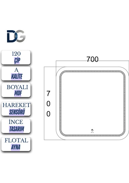 Sanal Glass Hareket Sensörlü Ledli Dekoratif Banyo/salon ve Makyaj Aynası (Madrid) indirimleri