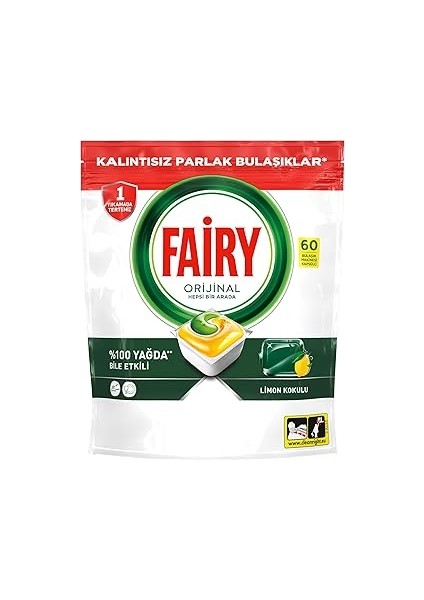 Hepsi Bir Arada 60 Yıkama Bulaşık Makinesi Deterjanı Kapsülü Limon Kokulu, 60 Tablet