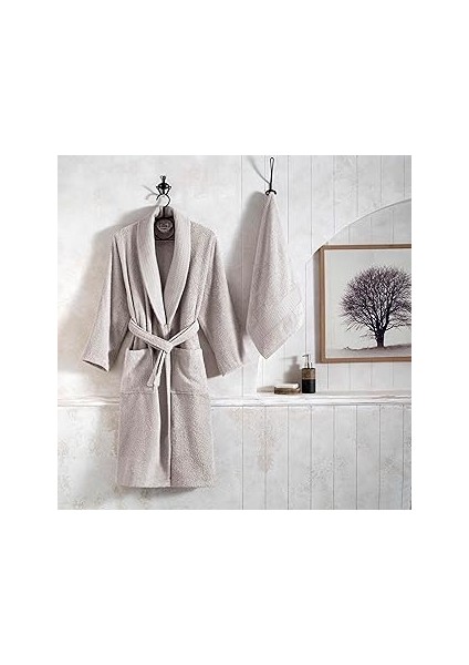 Taç Pamuk M Bornoz Seti Taş