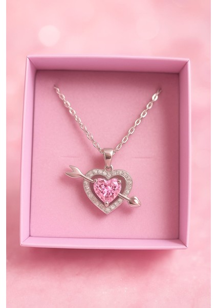 Eros Oklu Zirkon Taşlı Pembe Kolye fiyatları