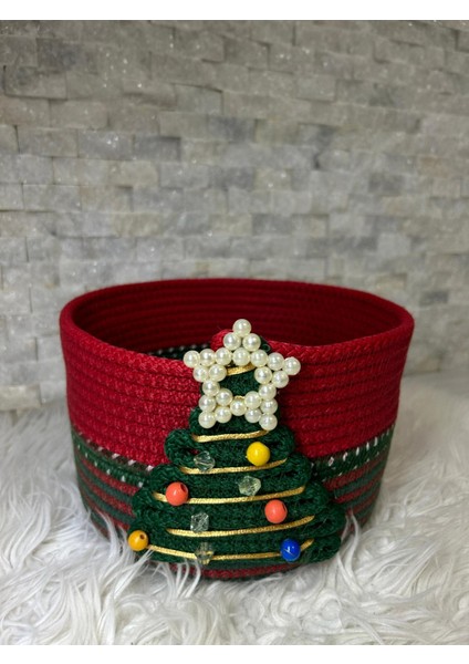 Yılbaşı Temalı Hediye Sepeti Çok Amaçlı Organizer Yükseklik 14CM Genişlik 22CM