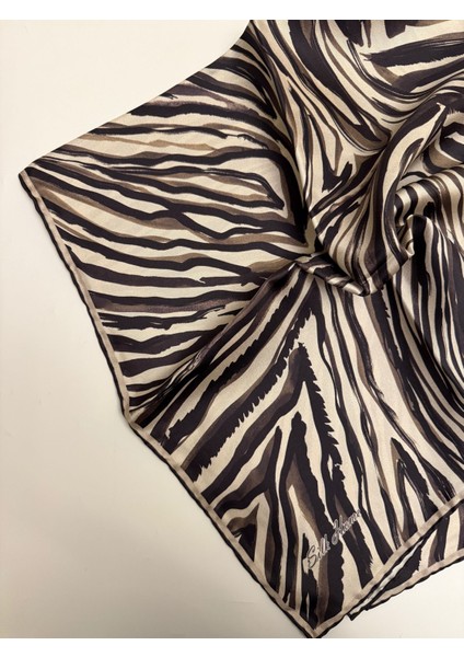 Zebralı Desen Twill Ipek Eşarp