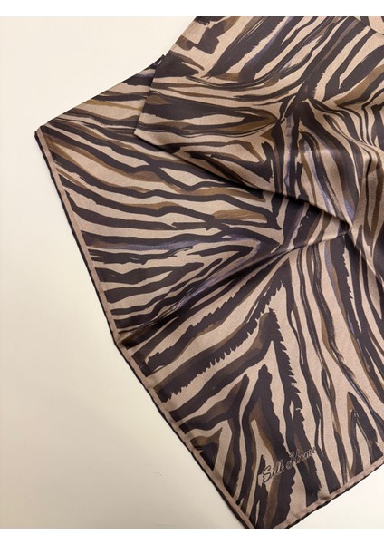 Zebralı Desen Twill Ipek Eşarp