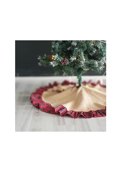 Bimotif Yılbaşı Çam Ağacı Örtüsü, Dokuma Ekose 60 cm