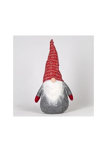 Herdekora Yılbaşı Süsü Pelüş Cüce Kırmızı-Gri 50 Cm.