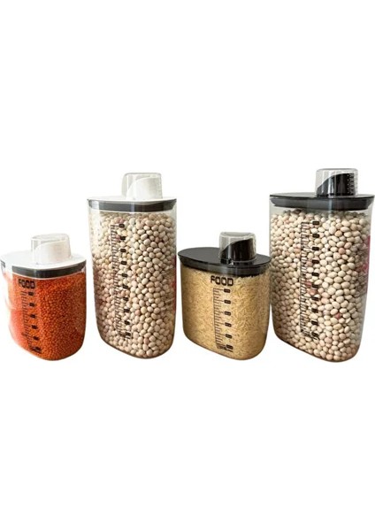 Gıda Saklama Kabı Seti 2’li | Siyah & Beyaz Kapaklı Ölçülü Saklama Kabı | Buzdolabı ve Mutfak Düzenleyici modelleri