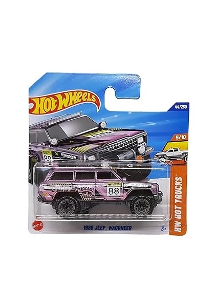 Hot Wheels - 1988 Jeep Wagoneer - Hw Hot Trucks 5/10 - HYW95 - Short Card - Bfgoodrich - Lila Metal