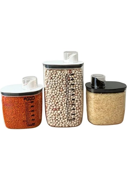 Gıda Saklama Kabı Seti 2’li | Siyah & Beyaz Kapaklı Ölçülü Saklama Kabı | Buzdolabı ve Mutfak Düzenleyici fiyatları