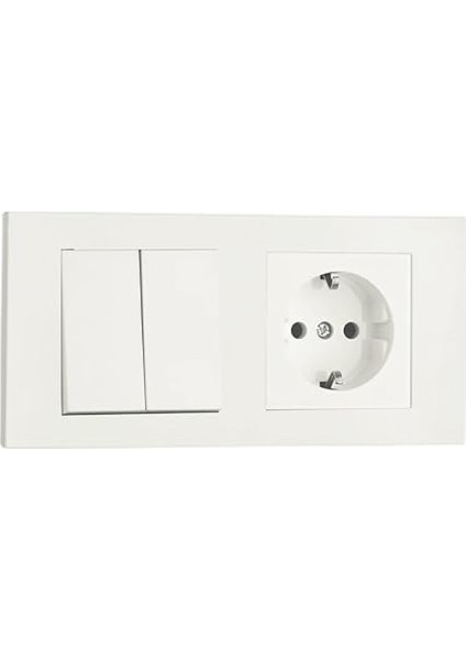 Ovivo Grano Beyaz 2'li Set Komütatör ve Topraklı Priz Set