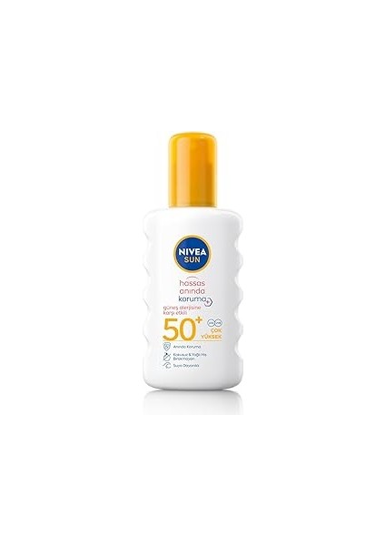 Sun SPF50 Anında Koruma Vücut Güneş Spreyi 200ML, Güneş Alerjisine Karşı Etki, Hassas Cilt, U