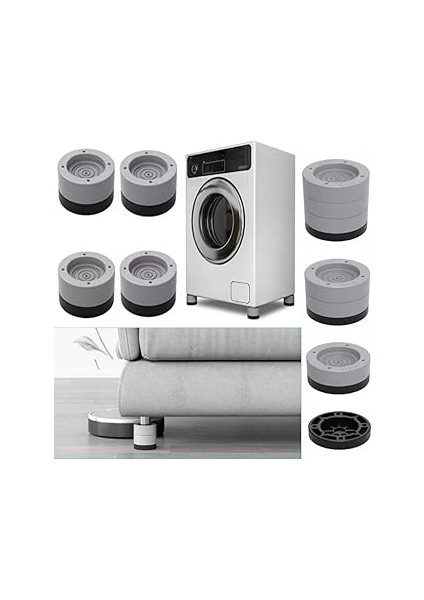 Ti̇neke Beyaz Eşya Ayağı Çamaşır Makinesi Mobilya Titreşim Önleyici Kaydırmaz ve Yükseltici 4 Lü Set