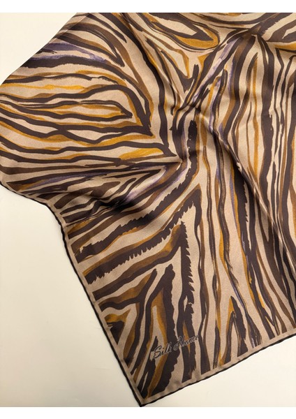 Zebralı Desen Twill Ipek Eşarp