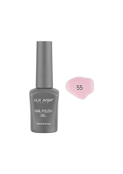 Alix Avien Açık Pembe Kalıcı Oje 55-Yoğun Renk Veren Oje 12 Ml-Nail Uv Gel Polish 55