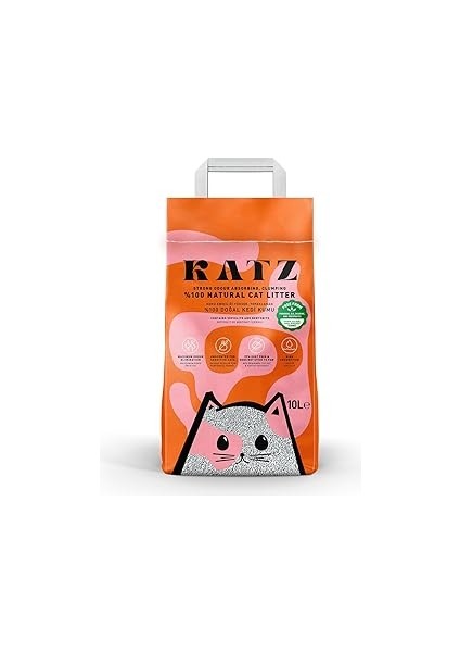 KATZ%100 Doğal Sepiyolit + Bentonit Kedi Kumu – Topaklanan, Kokusuz, Toz Yapmayan – 10 kg Kağıt Amb