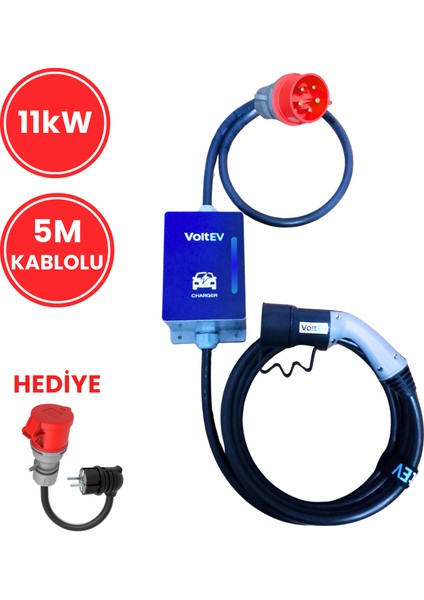11KW, Taşınabilir, 5mt Kablolu Elektrikli Araç Şarj Cihazı fiyatları
