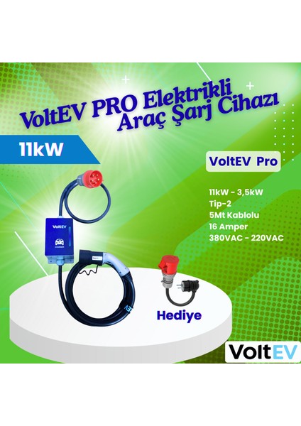 11KW, Taşınabilir, 5mt Kablolu Elektrikli Araç Şarj Cihazı modelleri