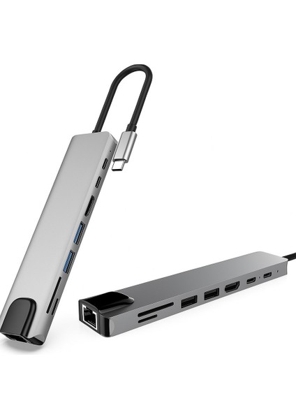 8-In-1 USB Type-C Hub Çoklu Bağlantı Istasyonu HDMI 4k, RJ45 Ethernet, USB 3.0, Pd Şarj, Sd/tf Kart Okuyucu, MacBook & Chromebook Uyumlu Adaptör fiyatları