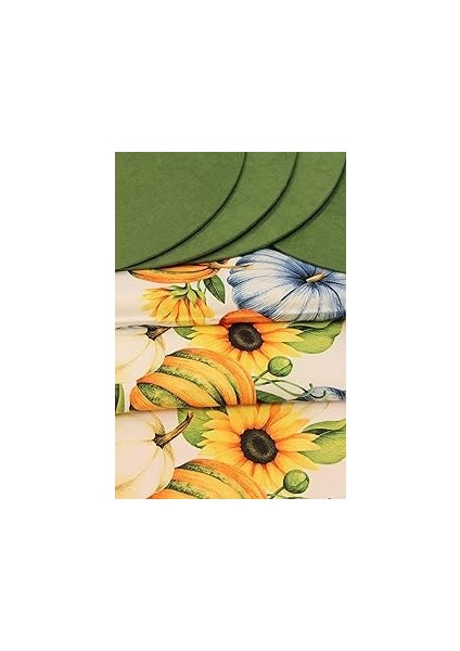 Bal Kabağı Desenli Beyaz Arka Plan Dijital Baskılı Runner Amerikan Servis 40X150 cm