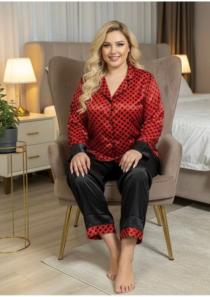 Siyah-Kırmızı Saten Pijama Takımı indirimleri